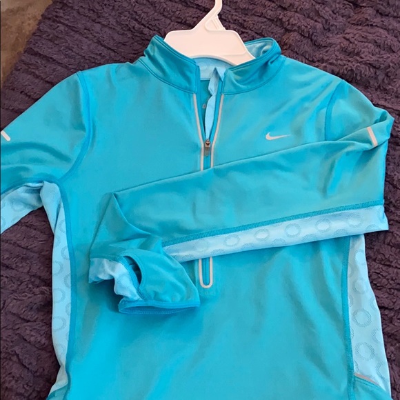 Nike Tops - Nike Dri-Fit Aqua blue reflective quarter zip